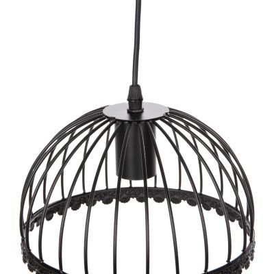 CEILING PENDANT LAMP HM4086 3-LIGHT BLACK METAL CAPS LIKE UMBRELLAS Φ22x123Hcm.