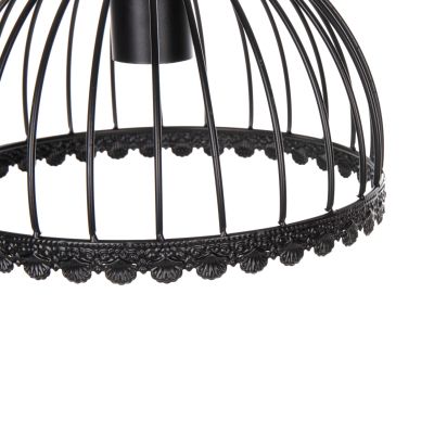 CEILING PENDANT LAMP HM4086 3-LIGHT BLACK METAL CAPS LIKE UMBRELLAS Φ22x123Hcm.