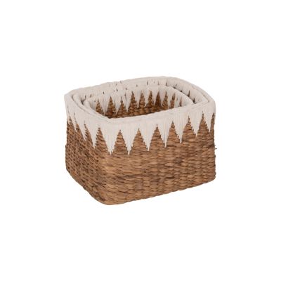 BASKETS SET OF 3 HM4296 SQUARE- BANANA BARK IN NATURAL 40x30x25Hcm.