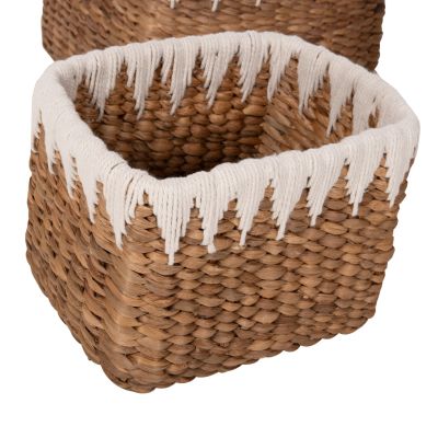 BASKETS SET OF 3 HM4296 SQUARE- BANANA BARK IN NATURAL 40x30x25Hcm.